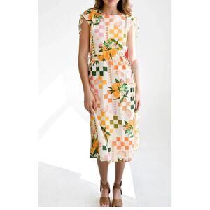 Never A Wallflower Oranges Cinch Waist Dress in Citrus XS